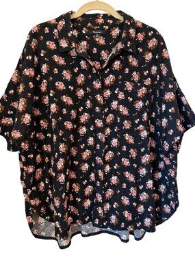 Madewell Corduroy Daily Shirt in Homestead Dandelion Bouquet True Black XXL